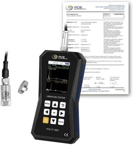 PCE Instruments Vibrationsmessgerät PCE-VT 3900-ICA in Schwarz mit FFT-Analyse, Routenmessung und ISO-Zertifikat nach ISO 10816-3 - Bild 1