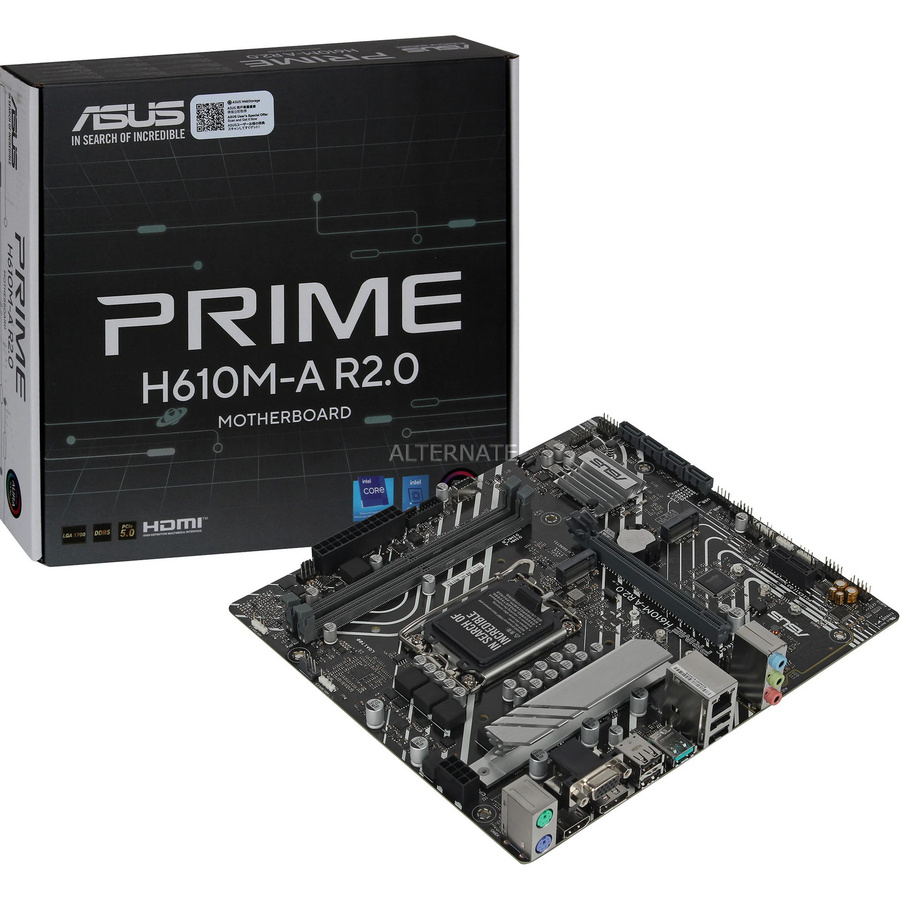 Asus PRIME H610M-A R2.0 Mainboard LGA1700 DDR5 Ethernet/LAN Schwarz - Bild 1