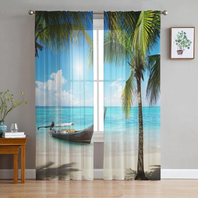 Yiran Furniture Transparente Tüll Vorhänge aus Organza in Multicolour mit Ösen, Breite: 135 cm, Höhe: 115 cm - Bild 1