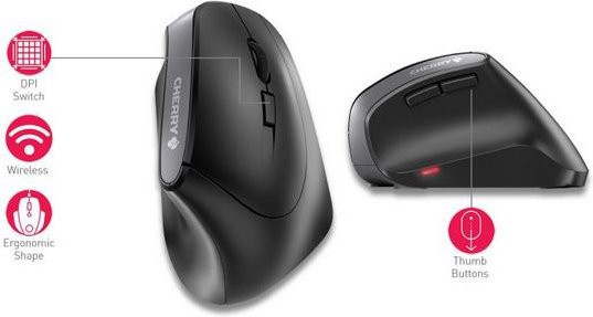 Cherry MW 4500 Ergonomische Funkmaus Schwarz mit 1200 dpi und 6 Tasten - Bild 2