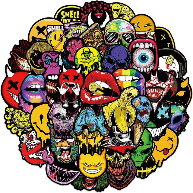 mobokono Halloween Horror Geist Gesicht Graffiti Aufkleber, 50-teiliges Set - Bild 1
