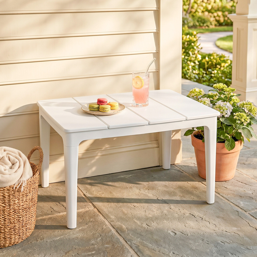 Outsunny Balkontisch aus Kunststoff in Weiß/Beige für Garten und Terrasse B/H/L: 53 x 39 x 70 cm - Bild 2
