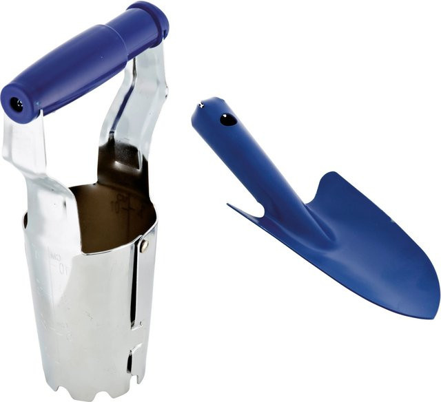 LUX-TOOLS Blumenzwiebelpflanzer 2-teiliges Set mit Pflanztrichter und lackierter Handschaufel aus Stahl - Bild 1