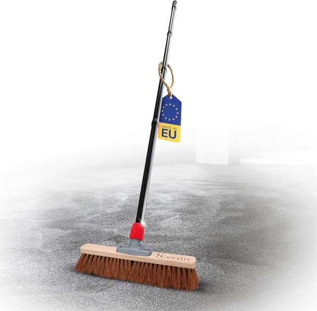 Novaliv Kokosbesen mit Stiel aus Naturborsten, Farbe Braun, Breite: 40 cm - Bild 1