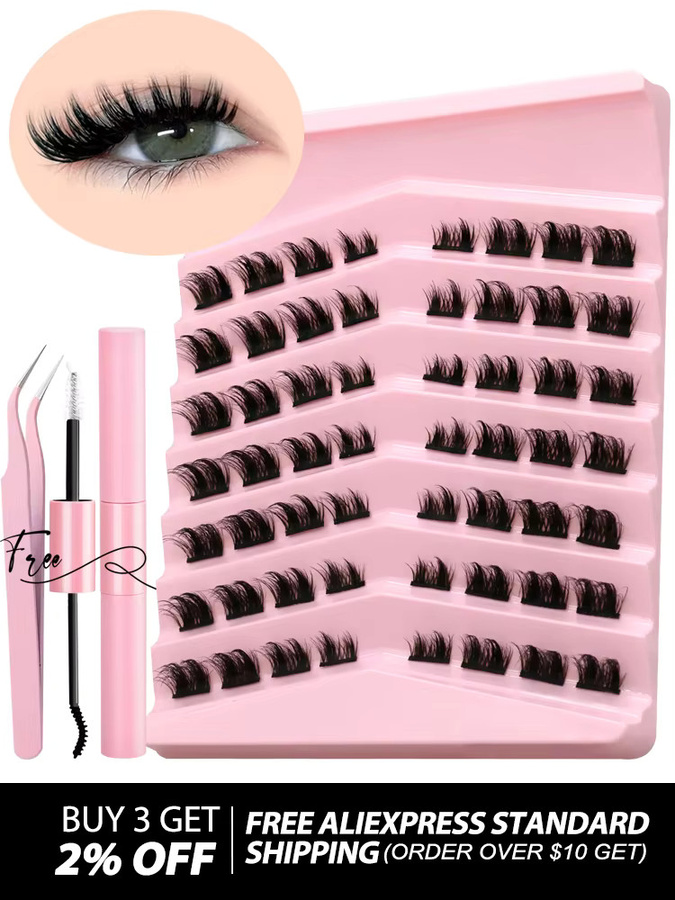 GROINNEYA Cluster-Wimpern-Set, Black, Natürlich, Unisex - Bild 5