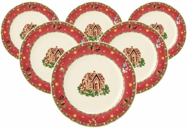 Seltmann Weiden Frühstücksteller Marieluise Weihnachtsnostalgie aus Porzellan, Beige/Multicolour, Durchmesser: 20 cm, 6er Set - Bild 1