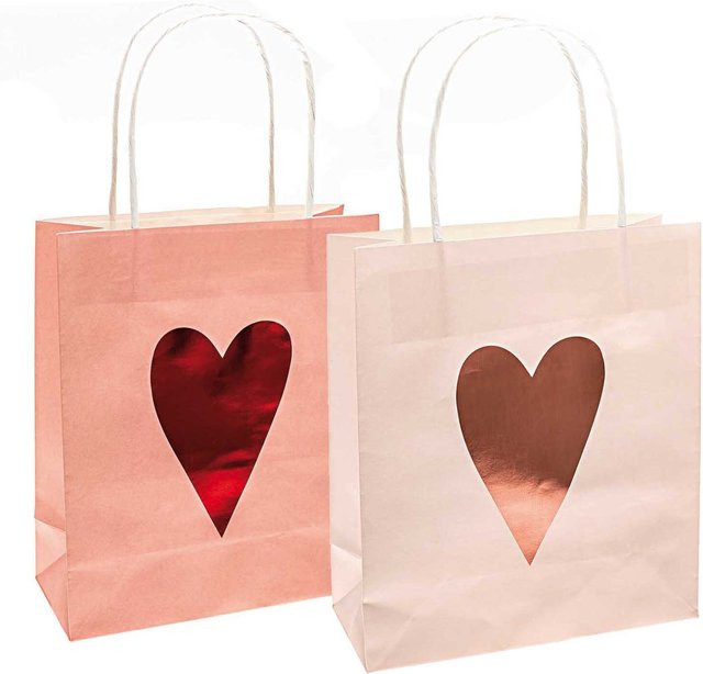Rico Design Paper Poetry Papiertüten It must be love Herzen in Rosa-Rot, 2 Stück, B: 18,0 cm, H: 21,0 cm - Bild 1