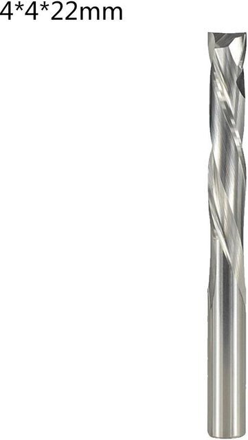 Vollhartmetall-Spiralfräser mit 2 Schneiden und Aufwärtsschnitt für Kunststoff und Hartholz, Farbe: Silber, Durchmesser: 4 mm, Schnitttiefe: 4 mm, Schaftlänge: 22 mm - Bild 1