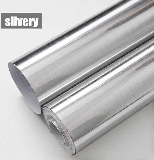 Wasserdichte Klebefolie in Silber von Yiran bag zur Dekoration von Küchenschrank und Kühlschrank, Breite: 40 cm, Länge: 2000 cm - Bild 1