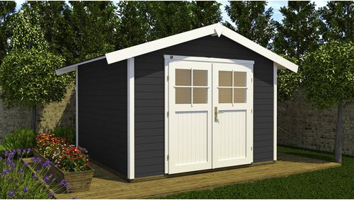 WEKA Gartenhaus 122 Gr.3 Log Cabin mit Satteldach in Anthrazit und Weiß, B/H/T: 380 x 245 x 205 cm - Bild 3