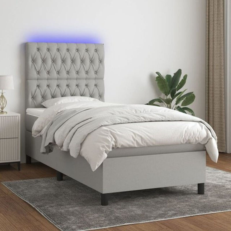 vidaxl Boxspringbett mit Matratze in Grau aus Stoff, B/T/H: 80 x 200 x 118 cm - Bild 1