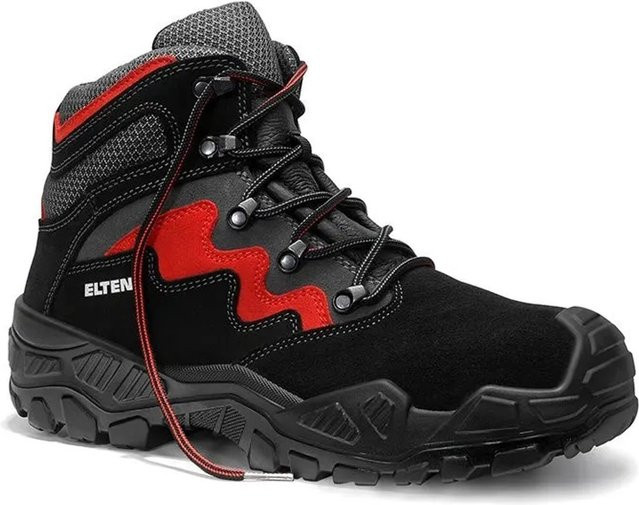 Elten Sicherheitsschnürstiefel MICK BLACK RED Mid ESD S3 aus Veloursleder in Schwarz Rot Multicolour Größe 46 - Bild 1