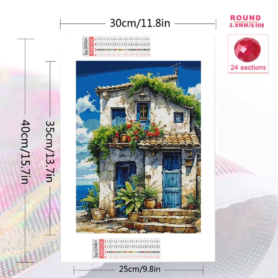 Momoart Diamantstickerei DIY Set Haus Landschaft Malerei in Multicolour, B/H: 30,0 x 20,0 cm - Bild 2