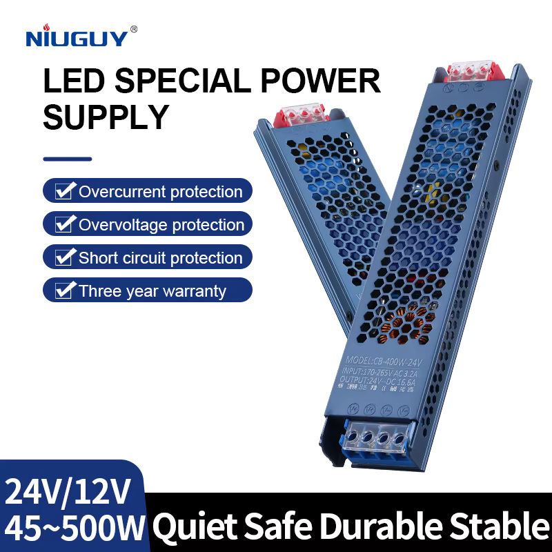 NIUGUY LED-Netzteil Ultraflacher Beleuchtungstransformator für LED-Lichtstreifen DC 12V 24V AC100-265V - Bild 2