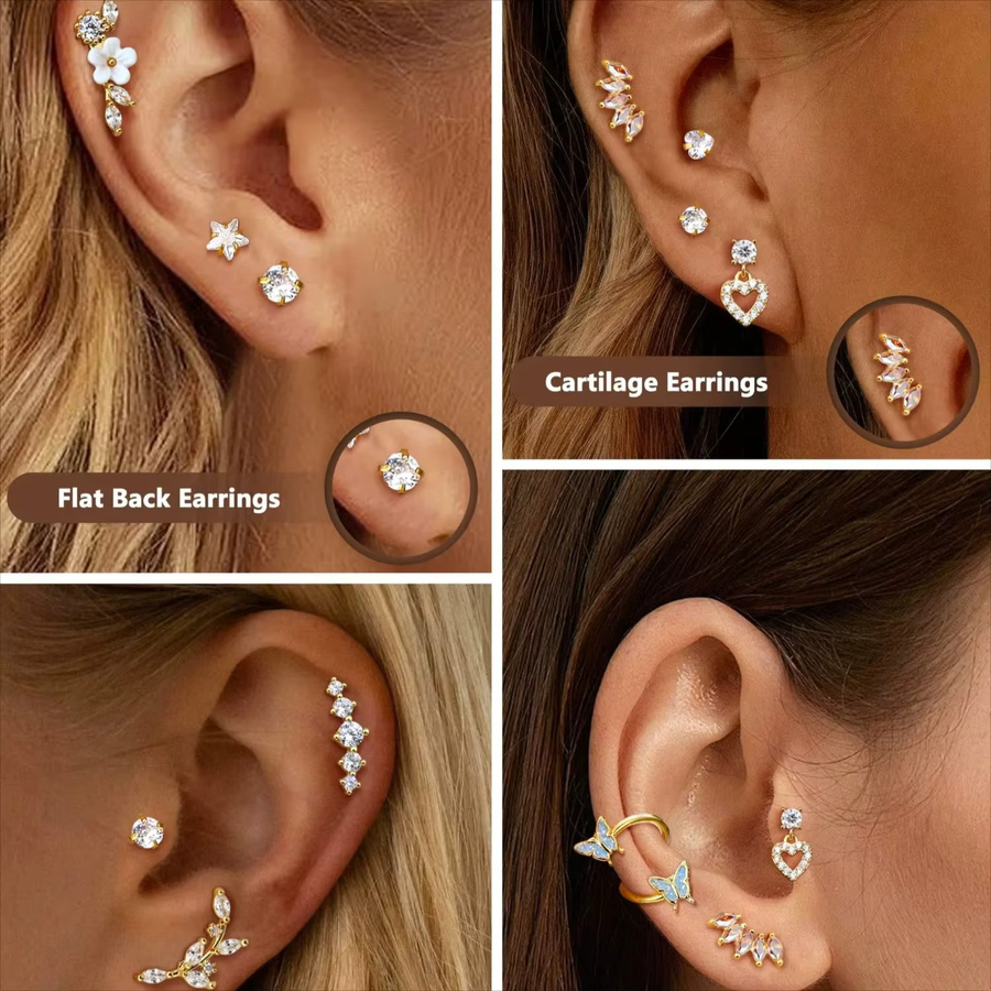 Drperfect Helix-Ohrringe, Edelstahl, Gold, Zirkonia, Damen - Bild 3