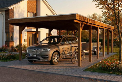 SKANHOLZ Carport Friesland aus Fichte mit Stahl-Dachplatten in Braun und Anthrazit, B: 402 cm, T: 860 cm - Bild 1
