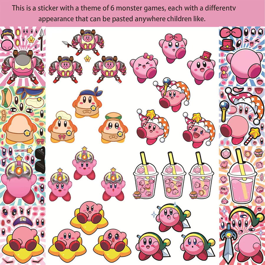 TAKARA TOMY Kirby Puzzle Aufkleber, 8/16 Blatt, DIY Make a Face - Bild 2