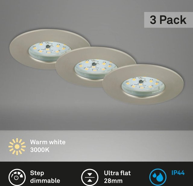 Briloner LED-Einbaustrahler Attach Dim 3er Set, Nickel Matt, rund, Ø 7,5 cm - Bild 1