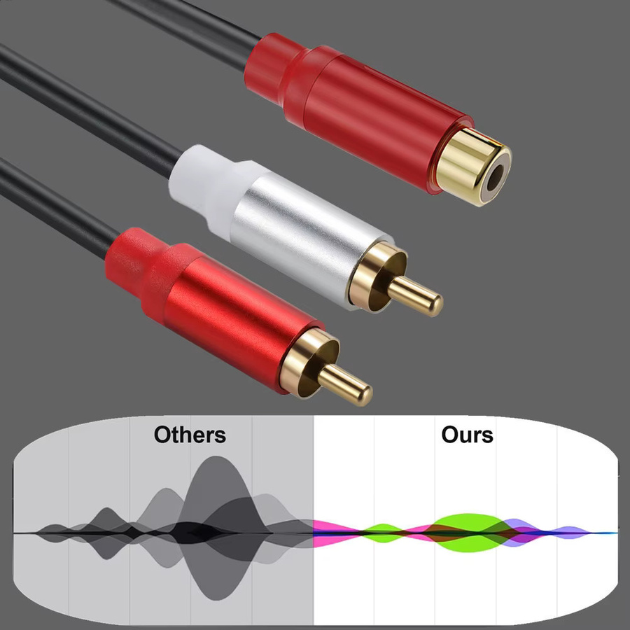 BSN RCA-Audiokabel Y-Splitter-Adapter mit 1 Buchse auf 2 Stecker, vergoldet, Farbe: Gold, Länge: 0,3 m - Bild 2
