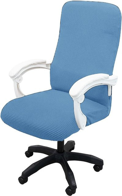 Wentao Jacquard-Stuhlbezug aus elastischem Polyester in Denim-Blau, dehnbarer und staubdichter Schutz für Computer-, Büro- und Esszimmerstühle - Bild 1