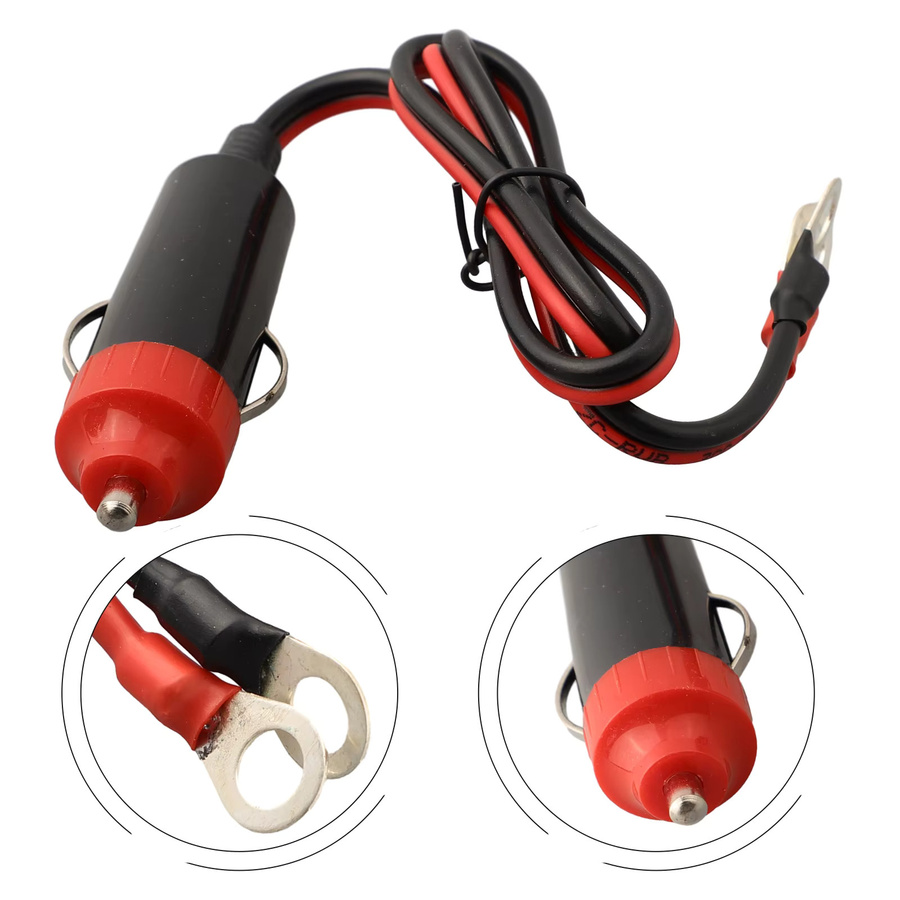 12V Auto Netzteil Inverter Kabel mit Zigarettenanzünder Stecker und Buchse in Schwarz, Länge: 50 cm - Bild 2