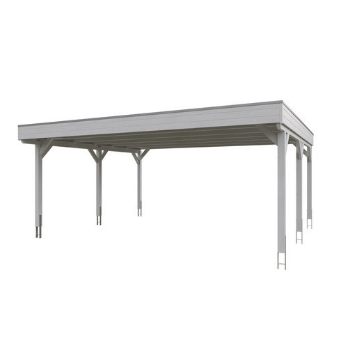 Skan Holz Carport Grunewald aus Fichten-Leimholz mit Aluminiumdach in Weiß, B/T: 622 x 554 cm, Höhe: 255 cm - Bild 3