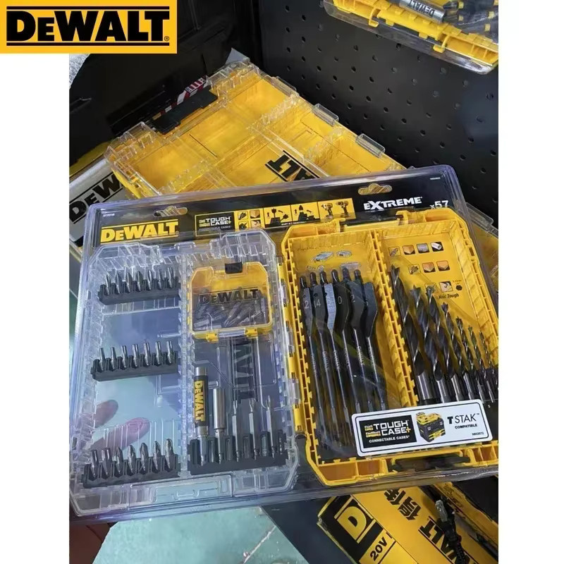 DeWalt 57-teiliges Bohrer-Set mit Zentrierbohrern und flachen Holzbohrern in Gelb DT70758 - Bild 2