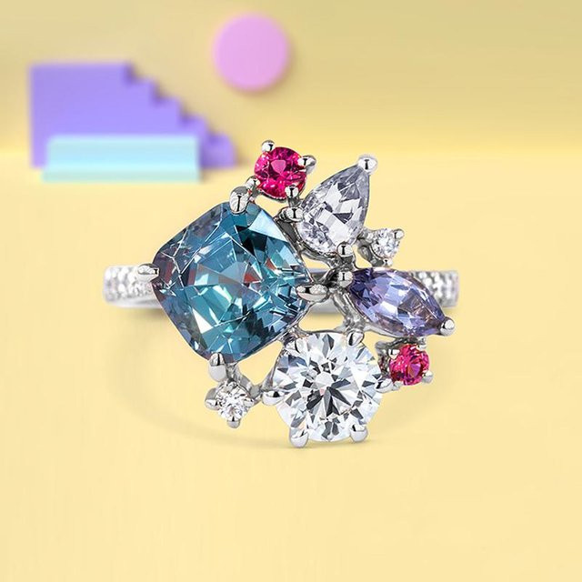 Huitan Ring, farbige Zirkonia, Damen - Bild 1