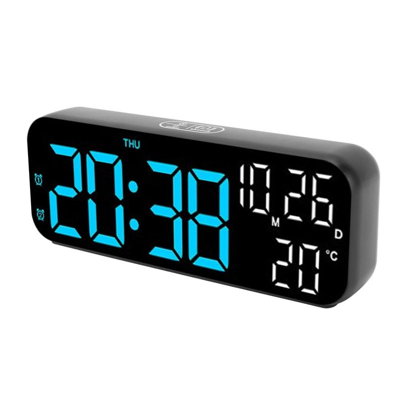 CosyHome Digitale Tischuhr mit Doppel-Display, Sprachsteuerung und LED-Anzeige in Blau, inklusive Datum, Temperatur und Countdown-Funktion - Bild 8