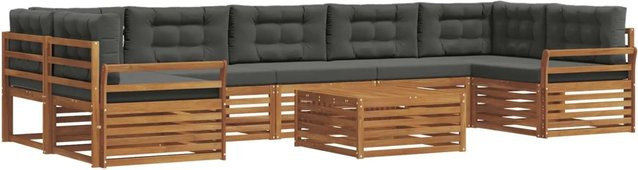 vidaXL Outdoor-Sofagarnitur 8-teilig aus massivem Akazienholz mit Kissen in Natur und Anthrazit - Bild 1