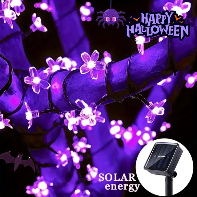 Peach Forest Solarbetriebene LED Lichterkette Kirschblüte in Lila mit 8 Beleuchtungsmodi und Wasserdichtigkeit für den Außenbereich - Bild 1