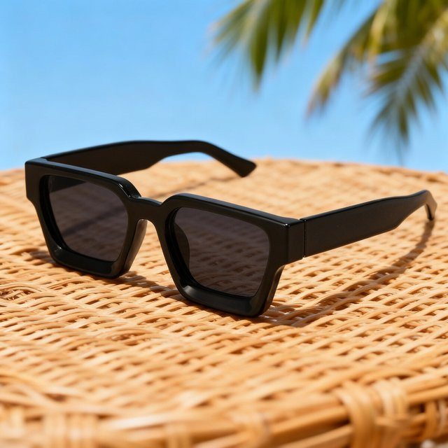 ZUXUB Sonnenbrille Rechteck, Vollrand, Kunststoff, Schwarz, Unisex - Bild 1