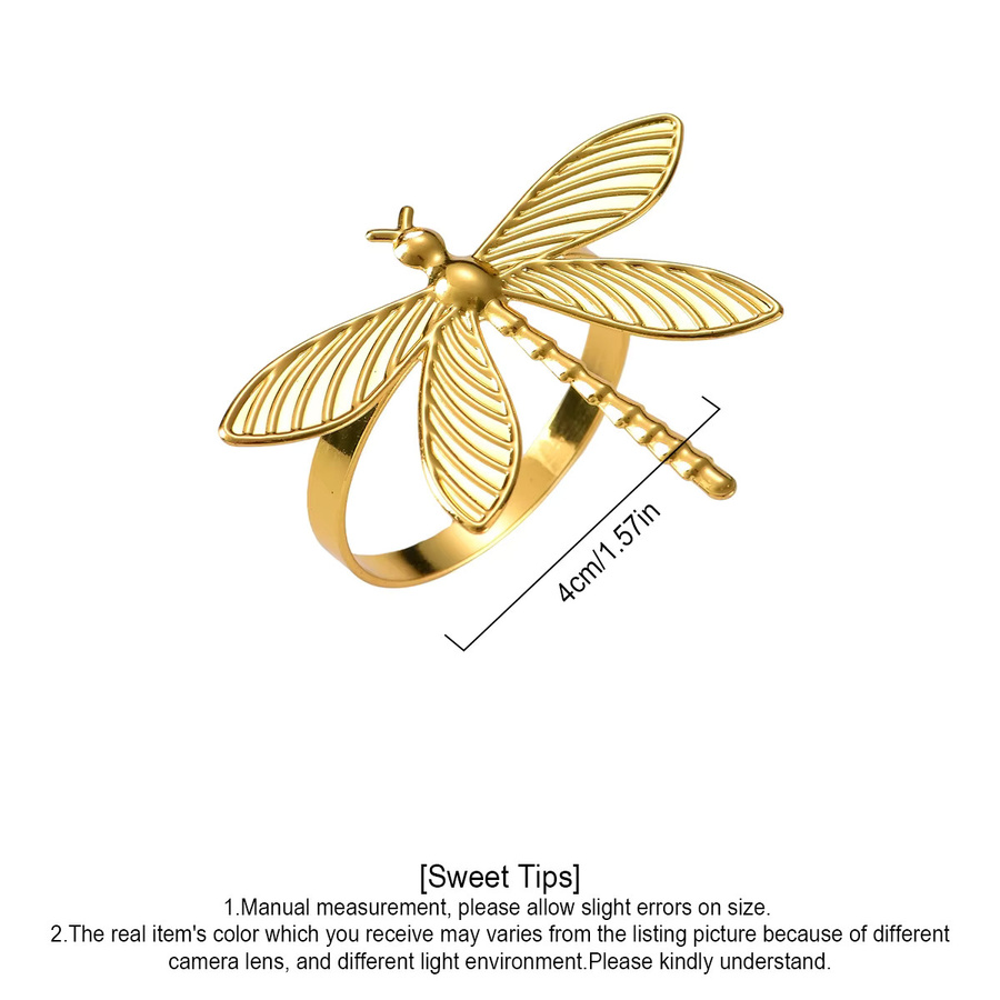 6-teiliges Leeseph Serviettenringe-Set aus Metall mit Libellen-Design in Gold und Silber für deine Tischdekoration zu Weihnachten oder Hochzeiten - Bild 2