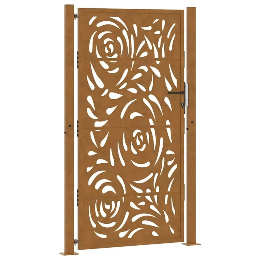vidaXL Gartentor aus Verwitterungsstahl in Braun mit Flammendesign, B/H: 110 x 180 cm - Bild 2