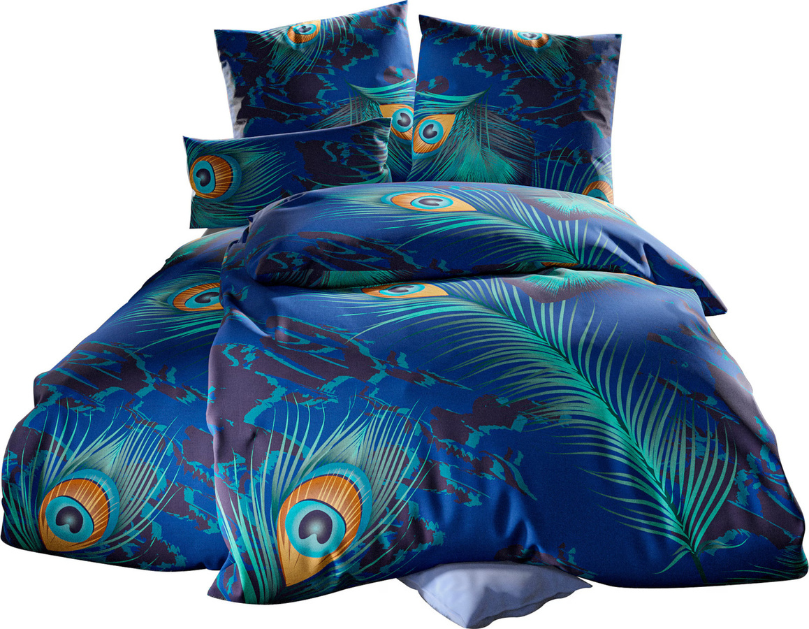 Wäschepur Bettwäsche mit Tiermotiv in Blau, Baumwolle, B/H: 155 x 220 cm - Bild 2