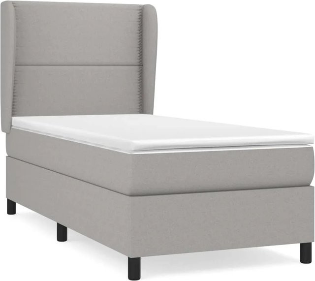 vidaXL Boxspringbett mit Matratze Hybrid-Design in Hellgrau, B/T/H: 90 x 200 cm - Bild 1