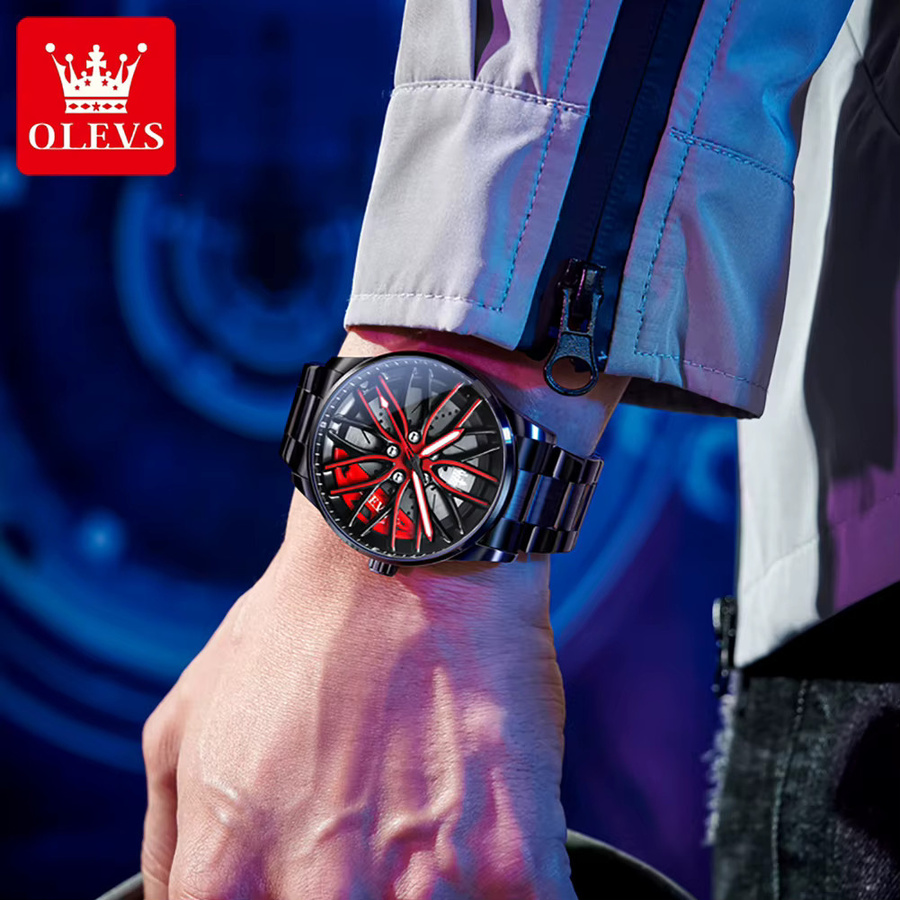 OLEVS Armbanduhr Quarz, Edelstahl, Schwarz, Herren - Bild 4