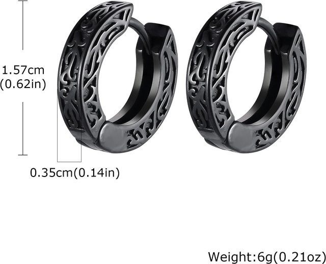 Lucky Star Jewelry Creolen, Edelstahl, Schwarz, Zirkonia, Herren - Bild 1