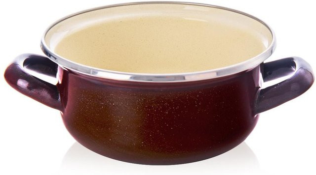 Brauner Emaille-Topf aus Stahl mit 1 l Füllmenge - Bild 1
