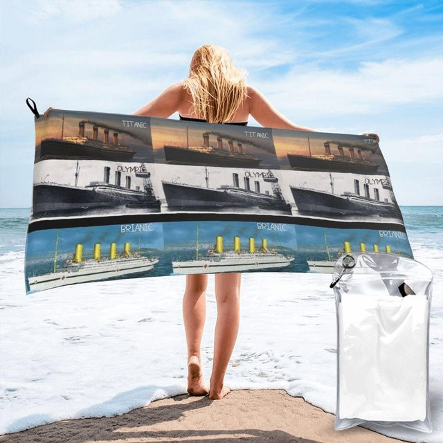 Strandtuch Titanic & Britanic White Star Line von JMG Household Supplies, Mikrofaser, schnelltrocknend und saugfähig, Multicolor, Breite: 70 cm, Länge: 140 cm - Bild 1