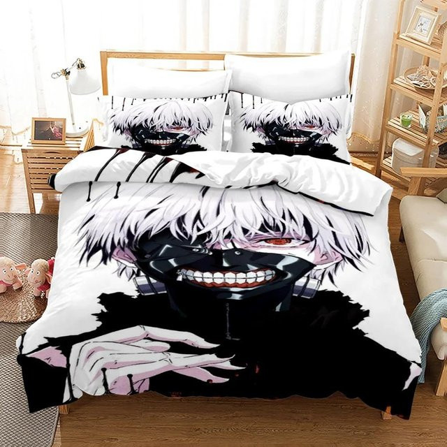 Bettwäscheset Tokyo Ghoul Kaneki Ken mit Bettbezug und Kissenbezug, Weiß, B/H: 70 x 133 cm - Bild 1