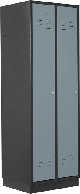 PROREGAL Garderobenschrank Ermine mit 2 Türen in Anthrazitgrau und Silbergrau, H x B x T: 177,5 x 60 x 50 cm - Bild 1