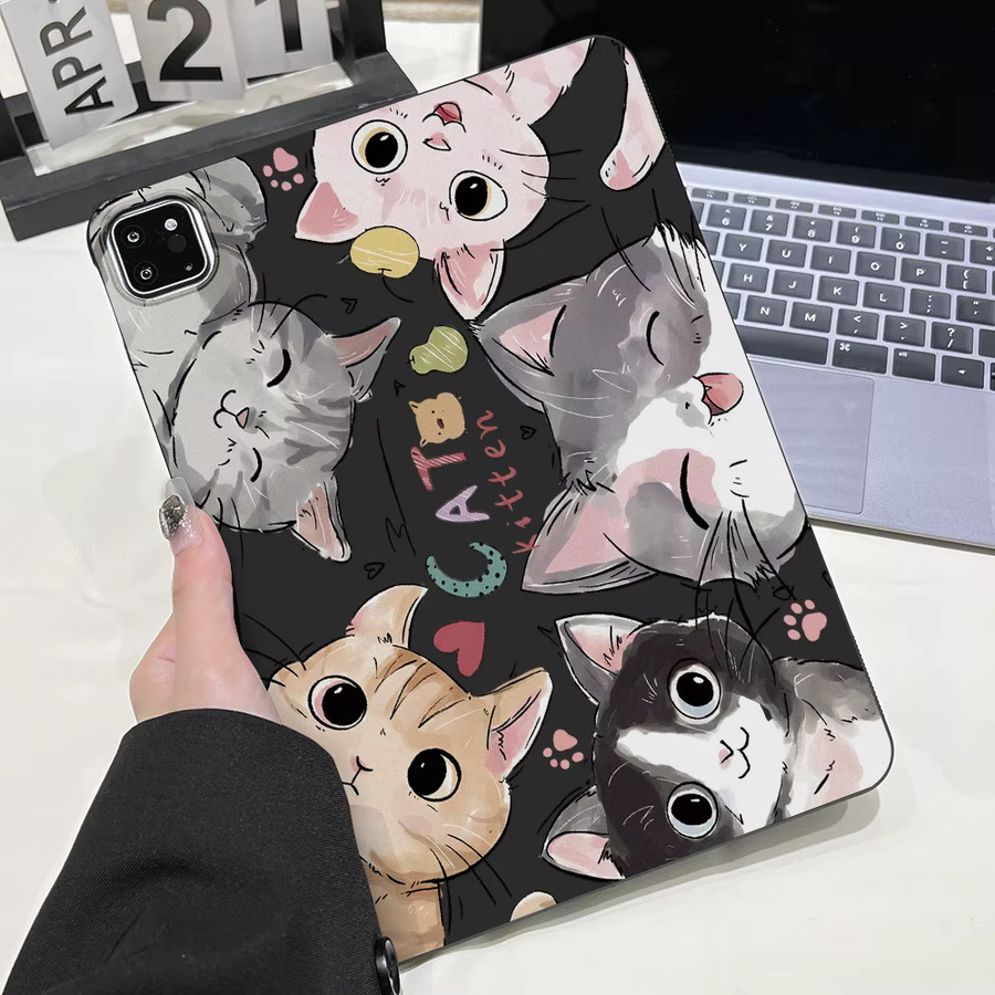Mattierte Tablet-Hülle für Samsung Galaxy Tab S7 Plus S8 S9 S10 S11 Ultra A7 A8 A9 mit Katzen-Design als ästhetisches Cover - Bild 3