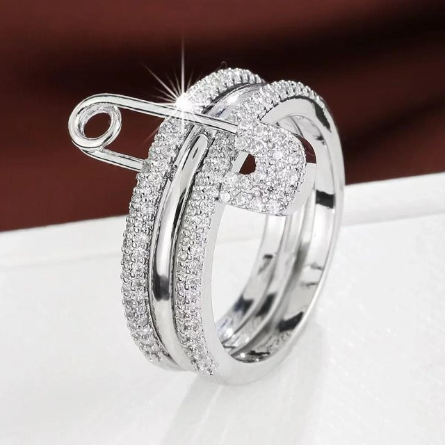 YILUOCD Ring, Edelstahl, Zirkonia, Schwarz, Damen - Bild 1