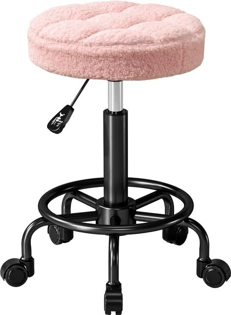 HOMCOM Rollhocker aus Polyester und Metall in Rosa, B/T/H: 50 x 50 x 50-66 cm - Bild 1