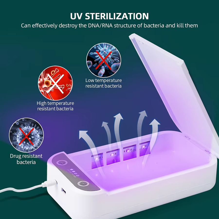 Elektrische UV-Sterilisator Aromatherapie Box mit drahtlosem Ladegerät zur Desinfektion in Weiß - Bild 2
