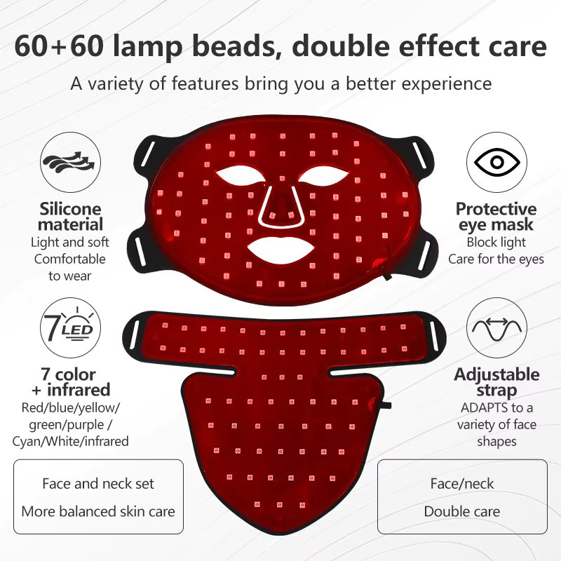 UBilli Silikon-LED-Gesichtsmaske für Gesicht und Hals, 8-farbig, Unisex - Bild 4