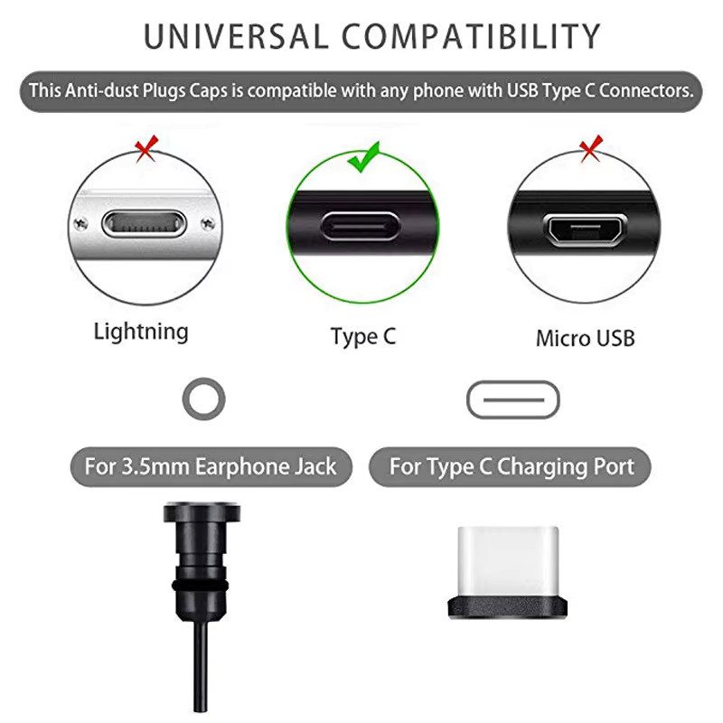 Staubschutzkappen aus Metall für USB-C und 3,5 mm Klinkenanschlüsse für iPhone, Samsung und Xiaomi - Bild 5
