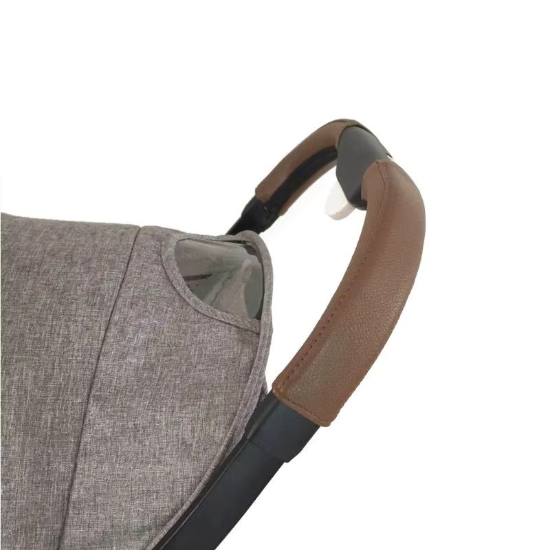 4er-Set Kinderwagen Griffschutz aus Leder für die Armlehne in Schwarz und Braun - Bild 4