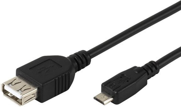 Vivanco OTG Adapterkabel Micro USB auf USB A in Schwarz, Länge: 0,15 m - Bild 1